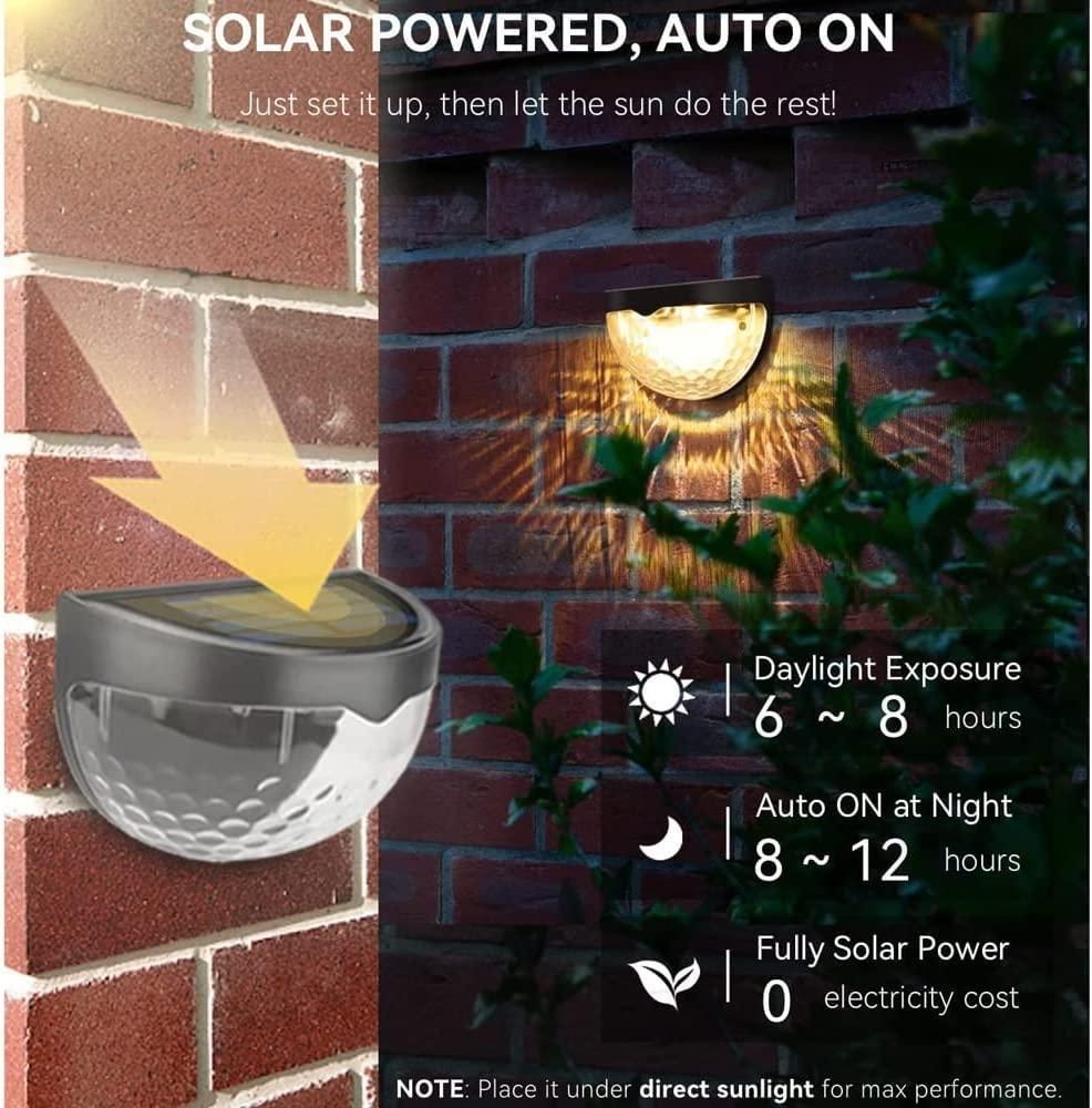 Solar Fence Lights โ Waterproof LED Wall Lamps (Pack of 4)