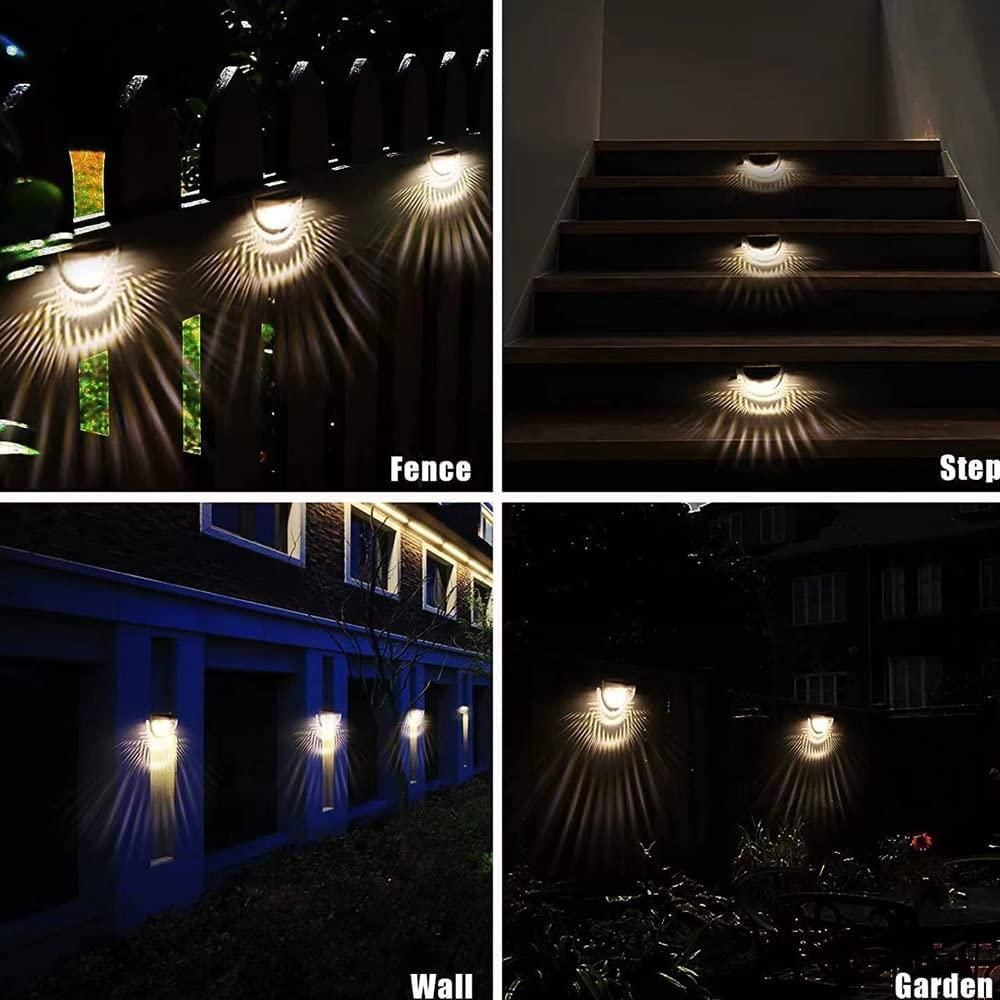 Solar Fence Lights โ Waterproof LED Wall Lamps (Pack of 4)