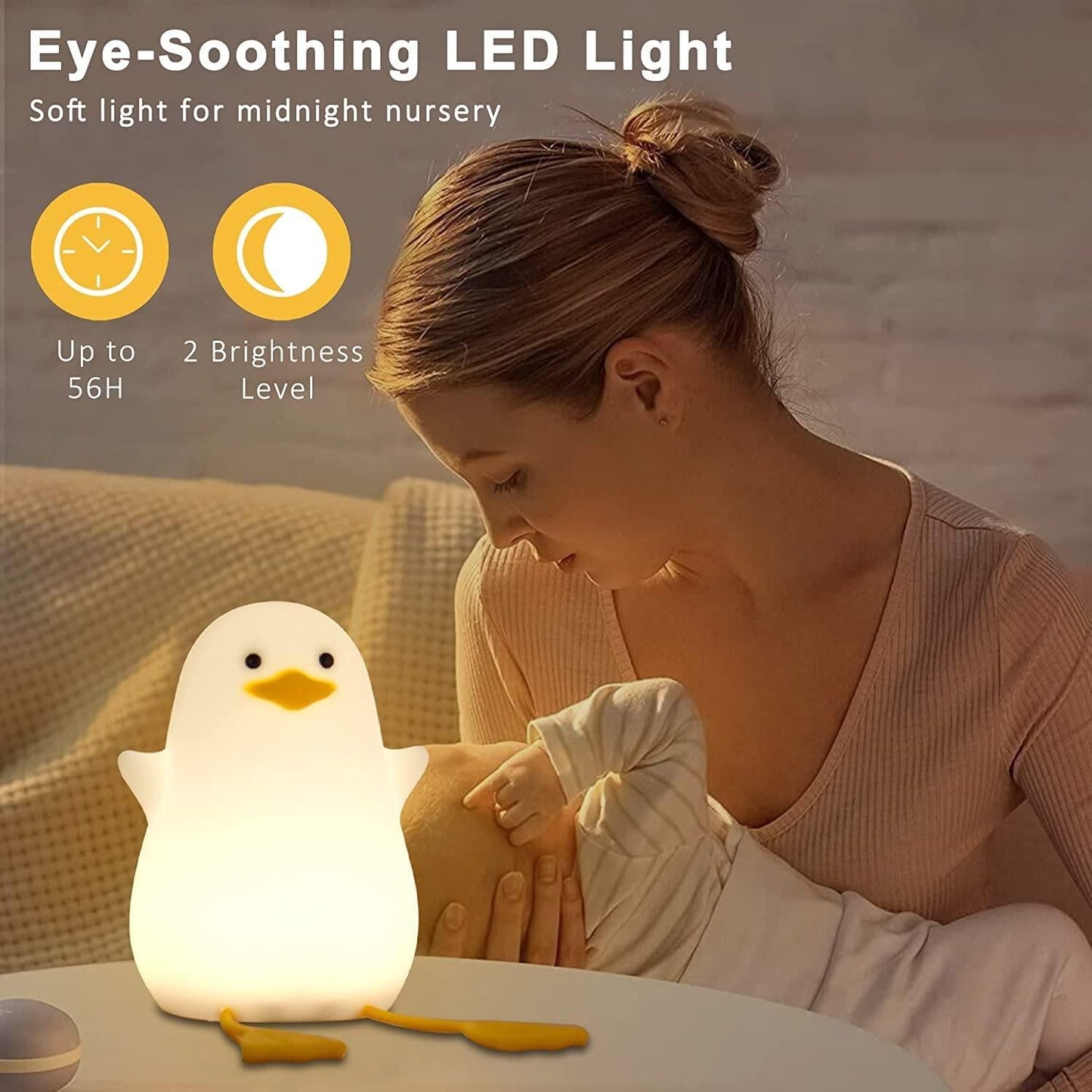 Cute Duck LED Night Lamp β Rechargeable Silicone Night Light