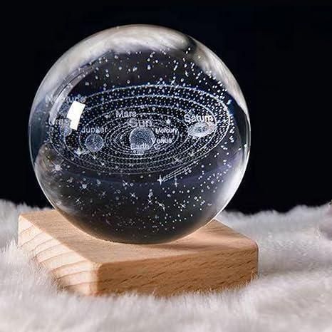 3D Engraved Crystal LED Light Ball – Decorative Night Lamp (Random Design)