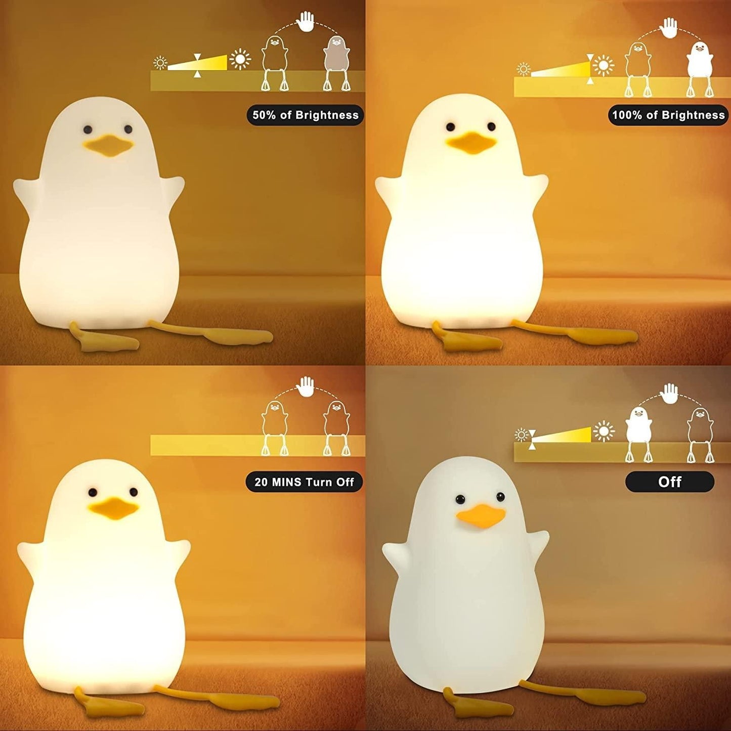 Cute Duck LED Night Lamp β Rechargeable Silicone Night Light