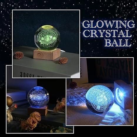3D Engraved Crystal LED Light Ball – Decorative Night Lamp (Random Design)