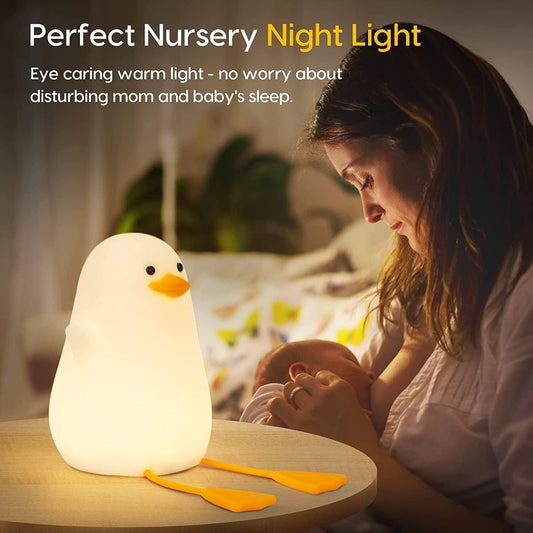 Cute Duck LED Night Lamp – Rechargeable Silicone Night Light