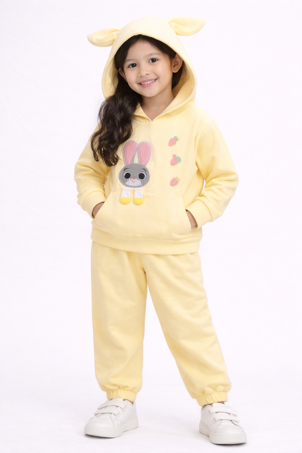 Kids Bunny Hoodie Co-ord Set (Yellow)