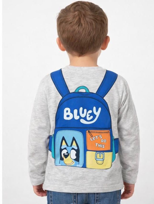 Kids Backpack Print Full Sleeve Cotton T-Shirt – Grey