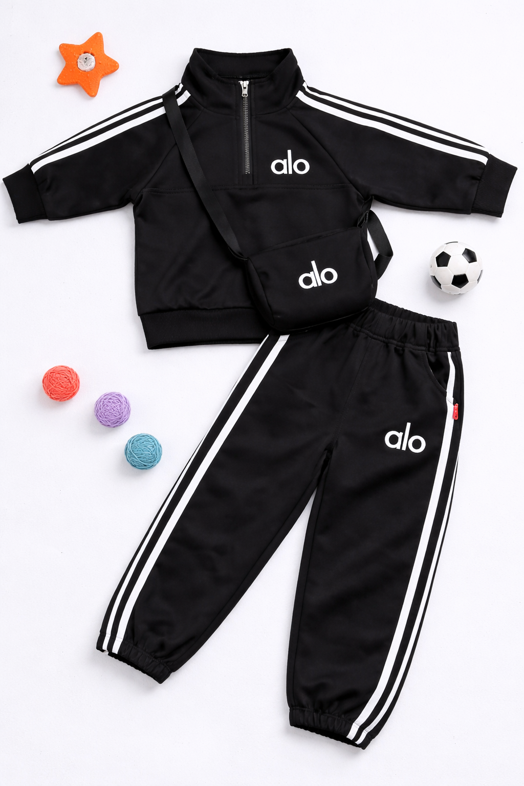 Kids Premium Black Co-ord Set with Sling Bag