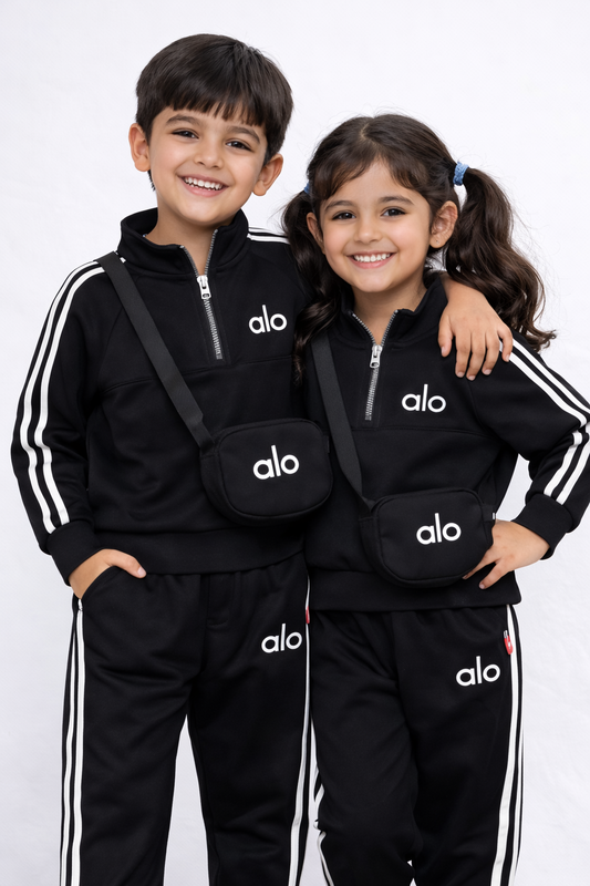 Kids Premium Black Co-ord Set with Sling Bag