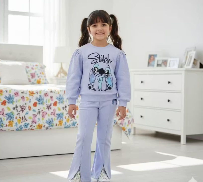 Stitch Fleece Plazo Combo Set