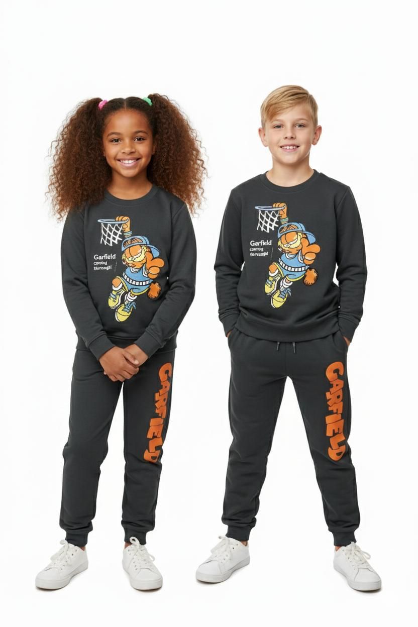 Garfield Kids Cartoon Print Full Sleeve Tracksuit Set (Top & Bottom)
