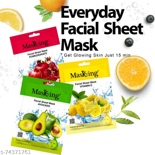 MasKing Glow Facial Sheet Mask Combo – Pack of 7 (20ml Each)